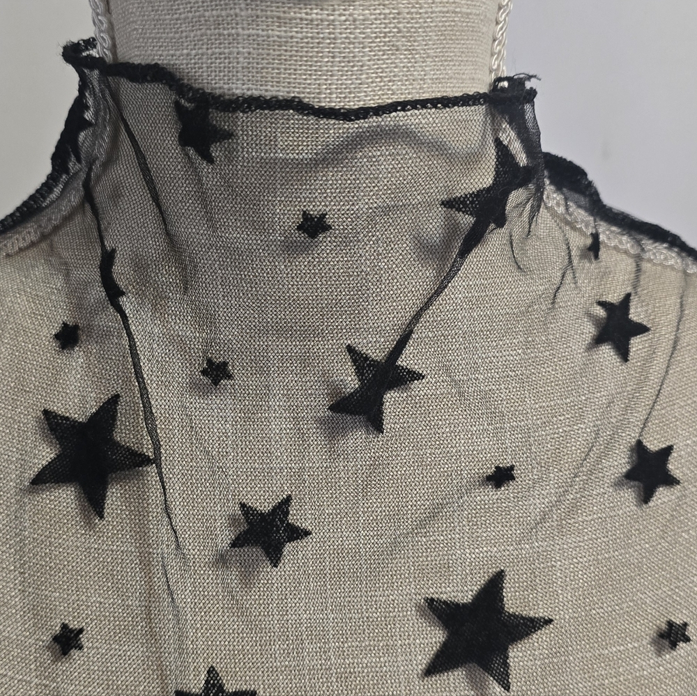 Sheer Black Star Pattern Blouse Small - Picture 4 of 6